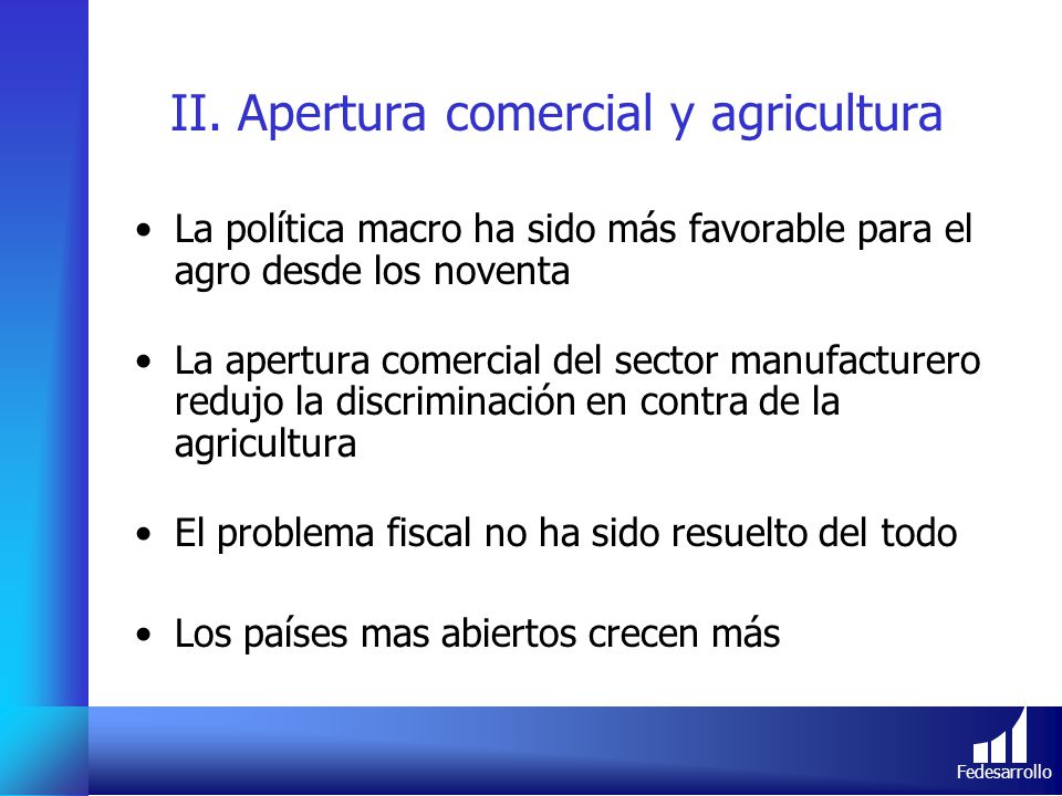 II. Apertura comercial y agricultura