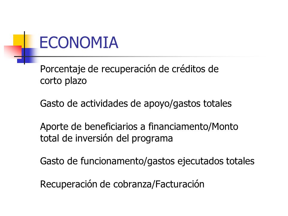 ECONOMIA Porcentaje de recuperación de créditos de corto plazo