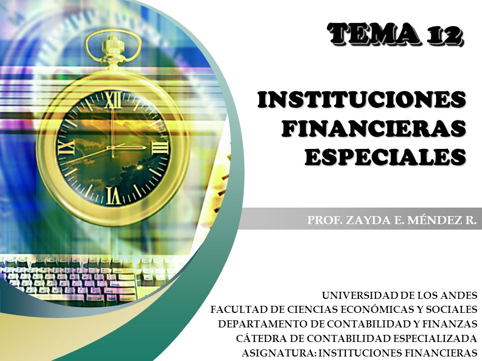 TEMA 12 INSTITUCIONES FINANCIERAS ESPECIALES PROF. ZAYDA E. MÉNDEZ R.