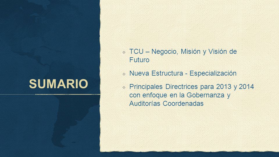 SUMARIO Por lo tanto, presentaremos los tópicos del slide.