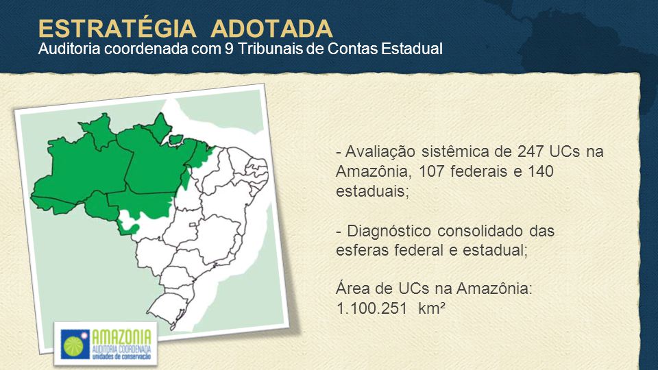 ESTRATÉGIA ADOTADA Auditoria coordenada com 9 Tribunais de Contas Estadual.