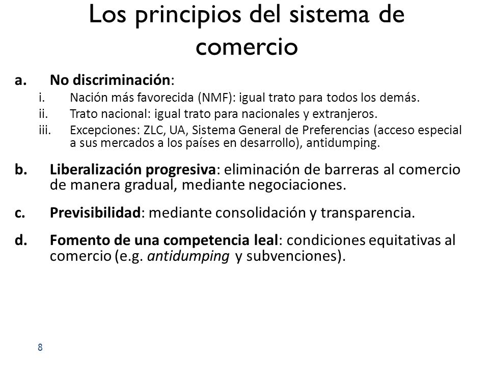 Los principios del sistema de comercio