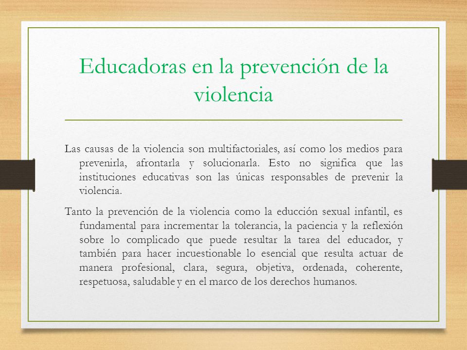 Educadoras en la prevención de la violencia
