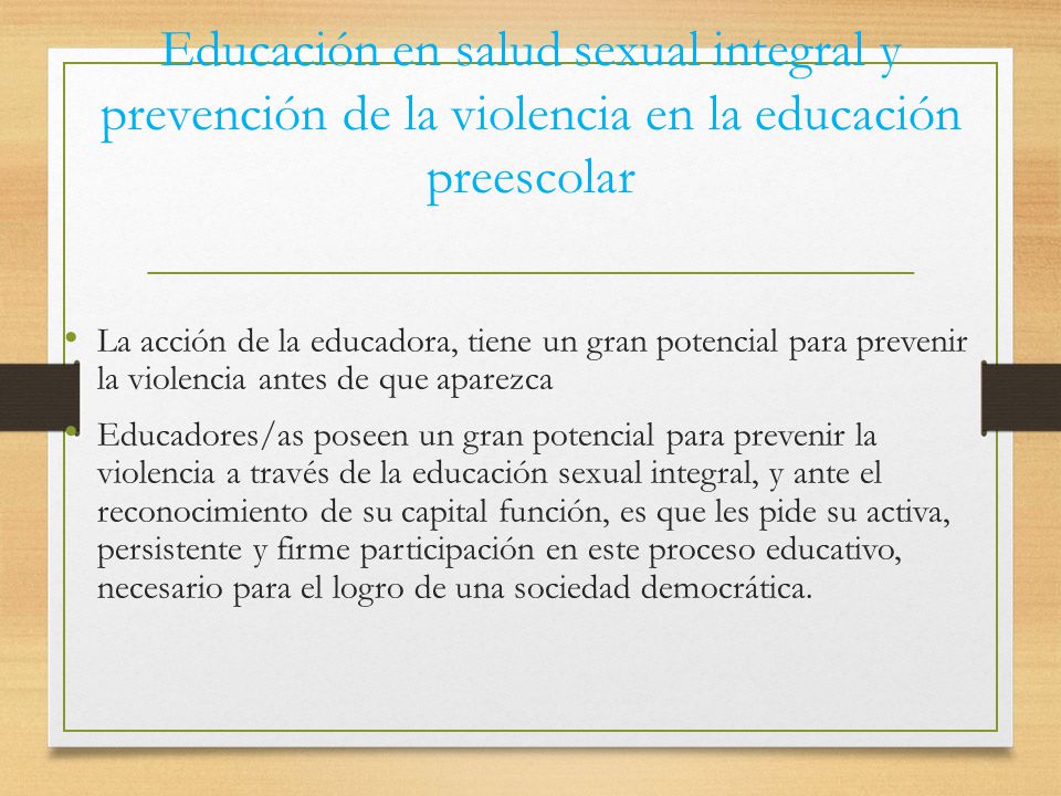 Educación en salud sexual integral y prevención de la violencia en la educación preescolar