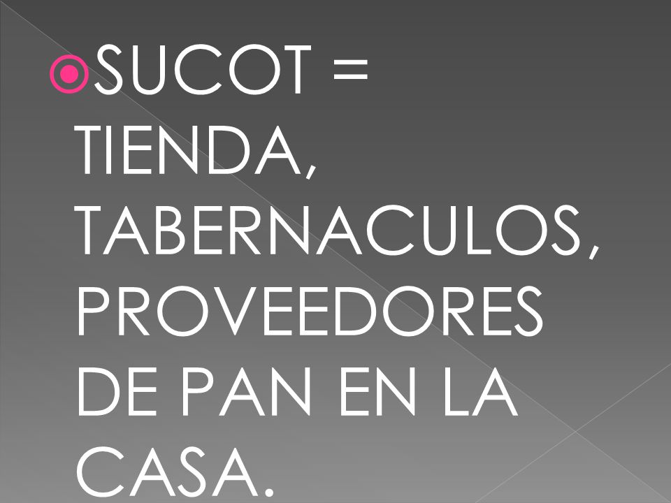 SUCOT = TIENDA, TABERNACULOS, PROVEEDORES DE PAN EN LA CASA.
