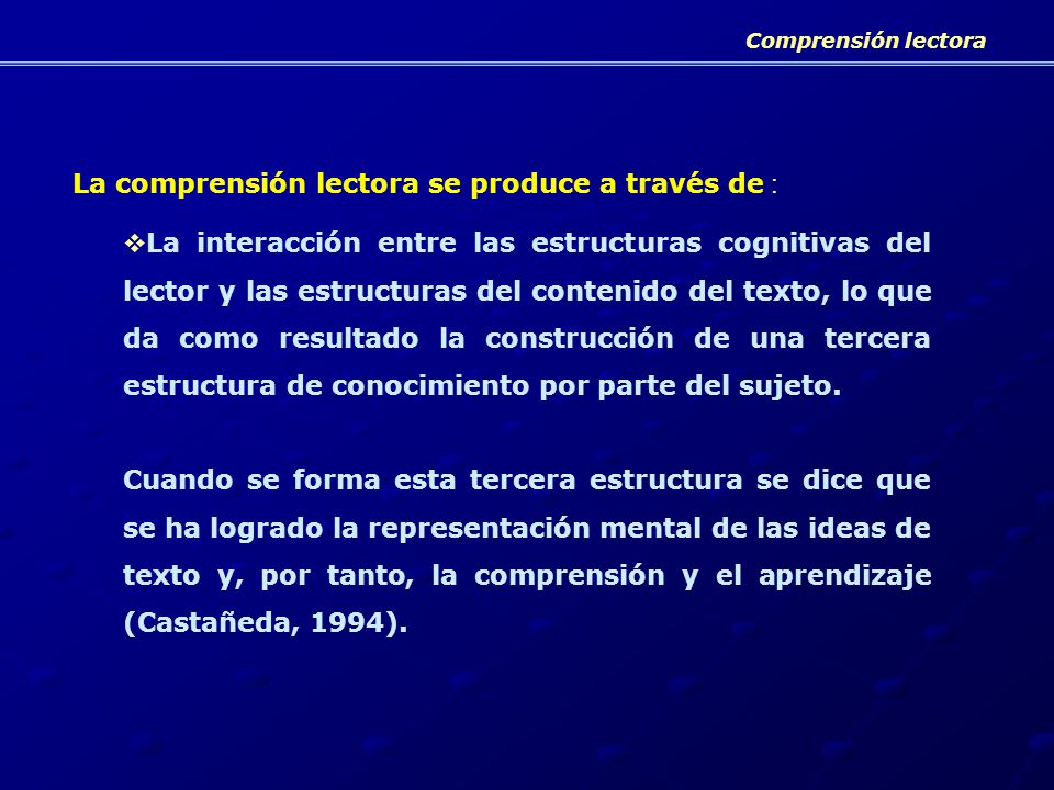 La comprensión lectora se produce a través de :