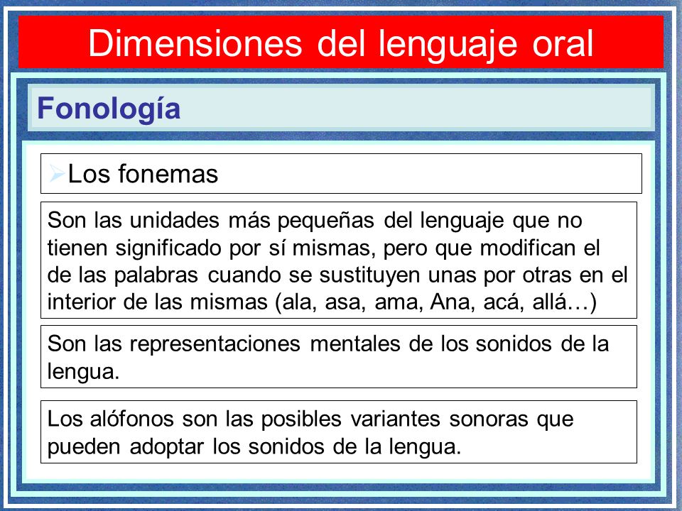 Dimensiones del lenguaje oral