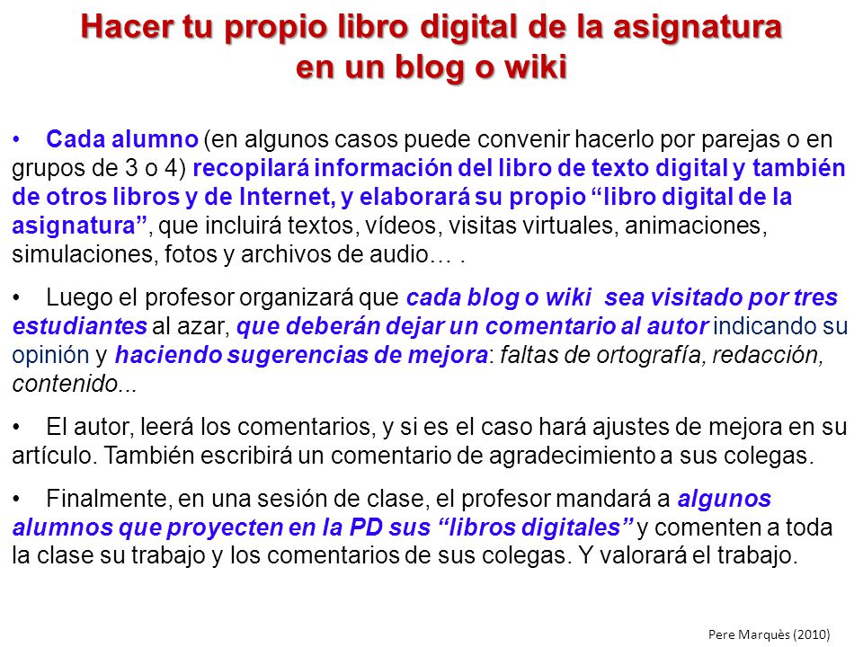 Hacer tu propio libro digital de la asignatura en un blog o wiki