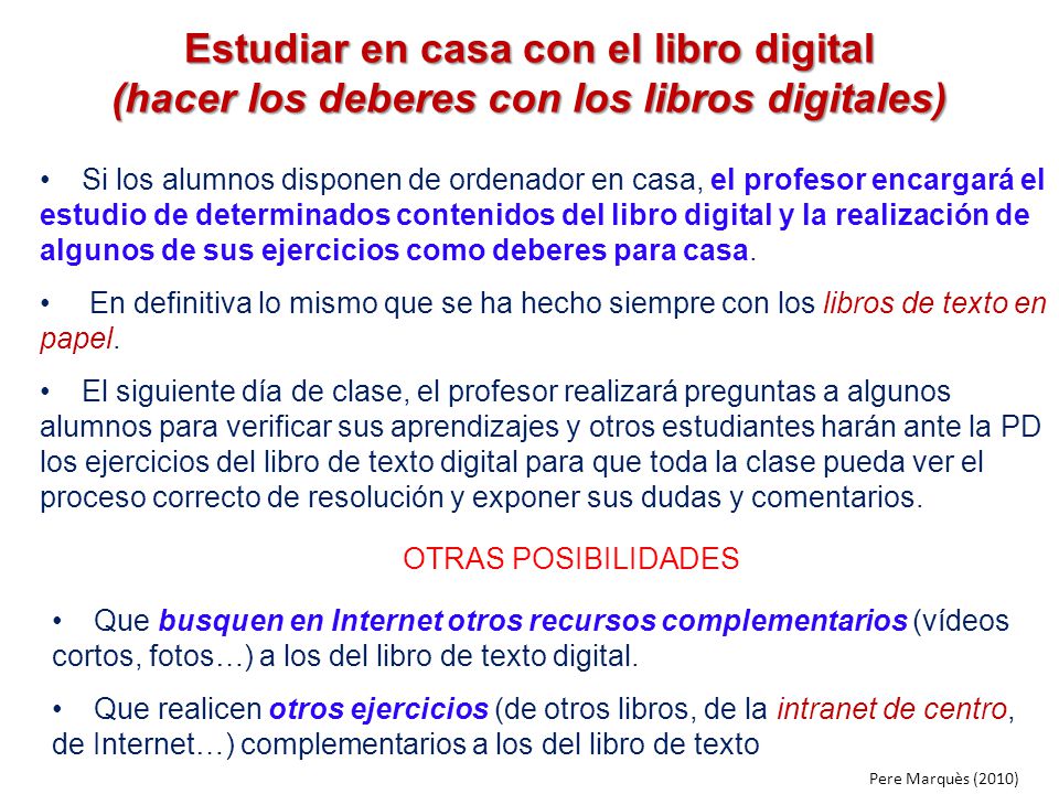 Estudiar en casa con el libro digital (hacer los deberes con los libros digitales)