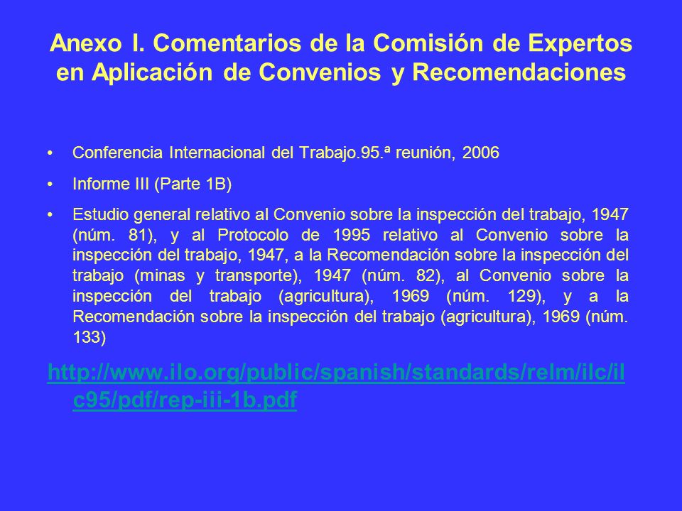 Anexo I. Comentarios de la Comisión de Expertos en Aplicación de Convenios y Recomendaciones