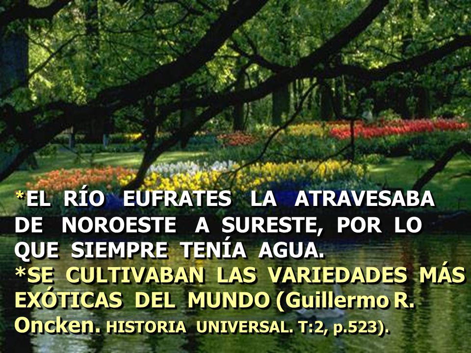 *EL RÍO EUFRATES LA ATRAVESABA DE NOROESTE A SURESTE, POR LO QUE SIEMPRE TENÍA AGUA.