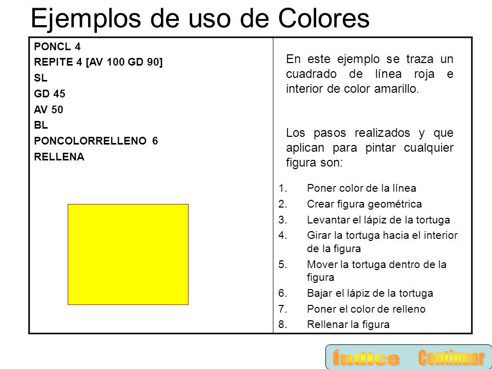 Ejemplos de uso de Colores
