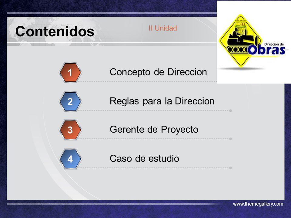 Contenidos 1 Concepto de Direccion 2 Reglas para la Direccion 3