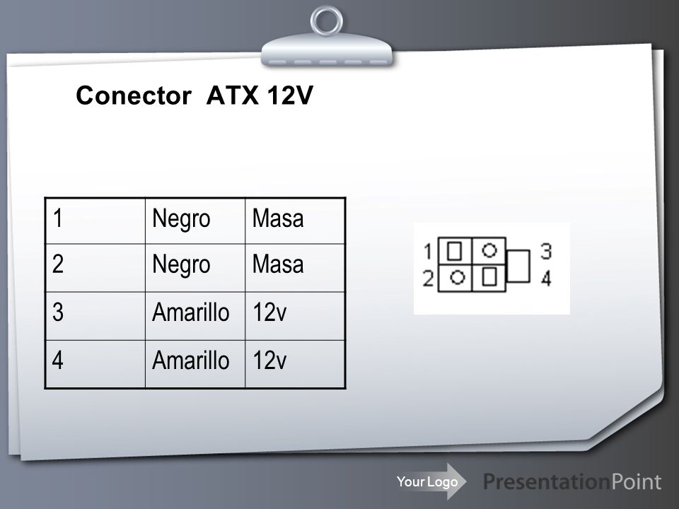 Conector ATX 12V 1 Negro Masa 2 3 Amarillo 12v 4