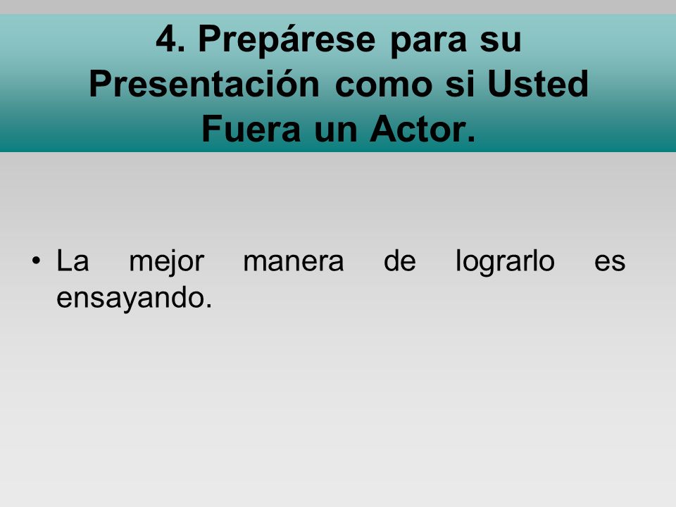 4. Prepárese para su Presentación como si Usted Fuera un Actor.