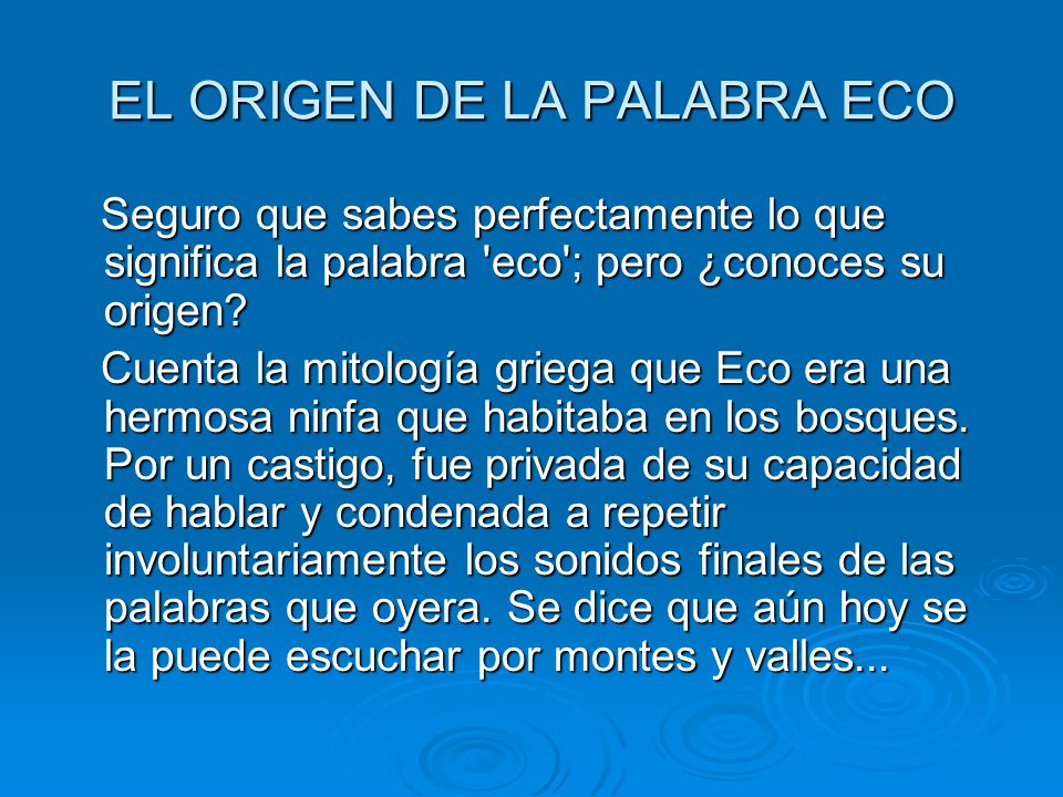 EL ORIGEN DE LA PALABRA ECO