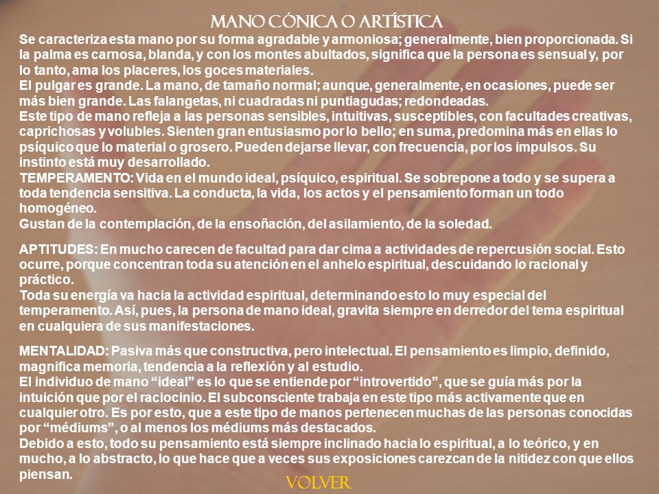 Mano cónica o artística