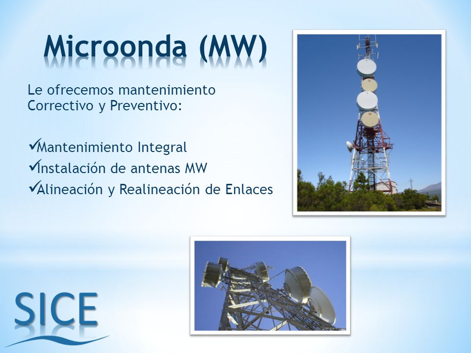 Microonda (MW) Le ofrecemos mantenimiento Correctivo y Preventivo: