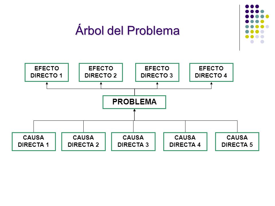 Árbol del Problema PROBLEMA EFECTO DIRECTO 1 EFECTO DIRECTO 2
