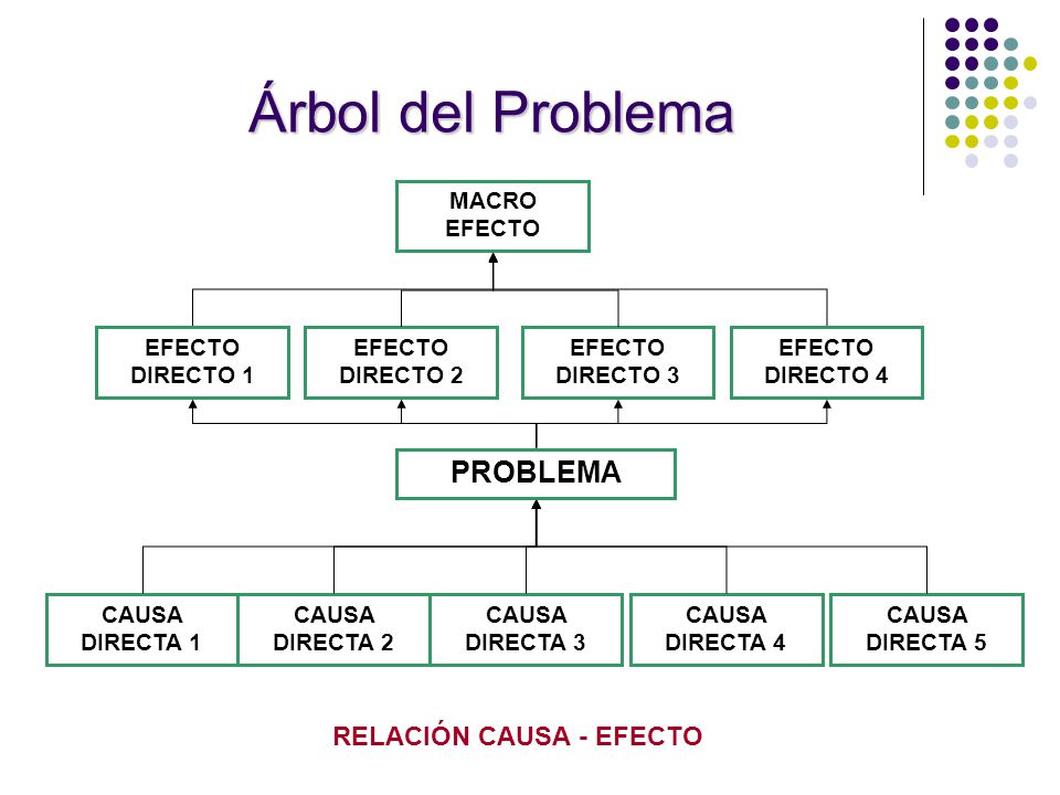 Árbol del Problema PROBLEMA RELACIÓN CAUSA - EFECTO MACRO EFECTO