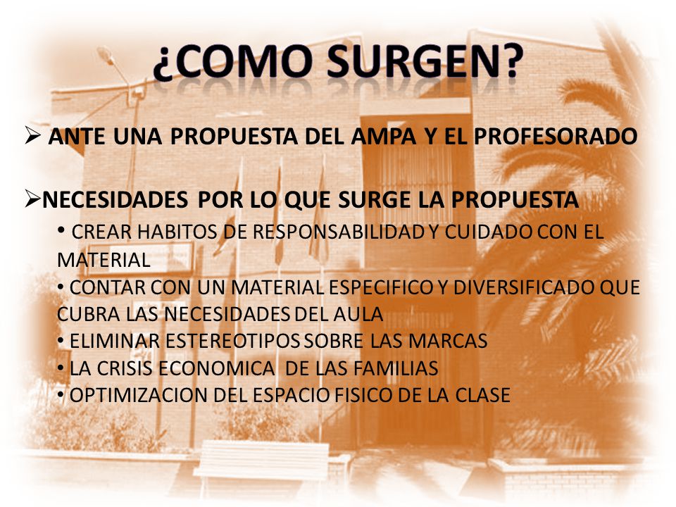 ¿COMO SURGEN ANTE UNA PROPUESTA DEL AMPA Y EL PROFESORADO