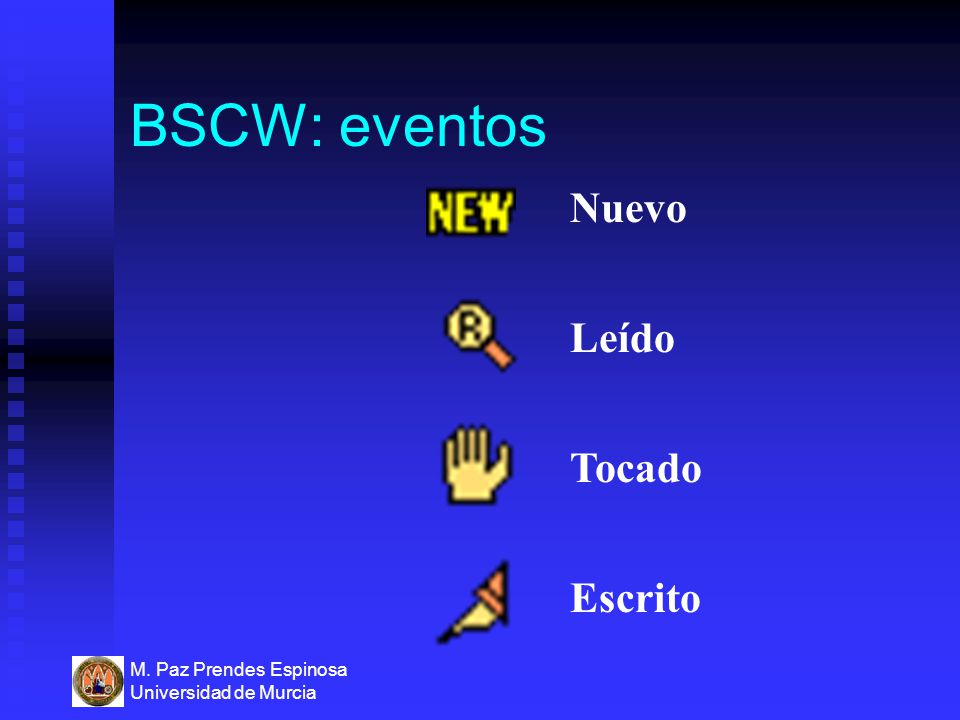 BSCW: eventos Nuevo Leído Tocado Escrito M. Paz Prendes Espinosa