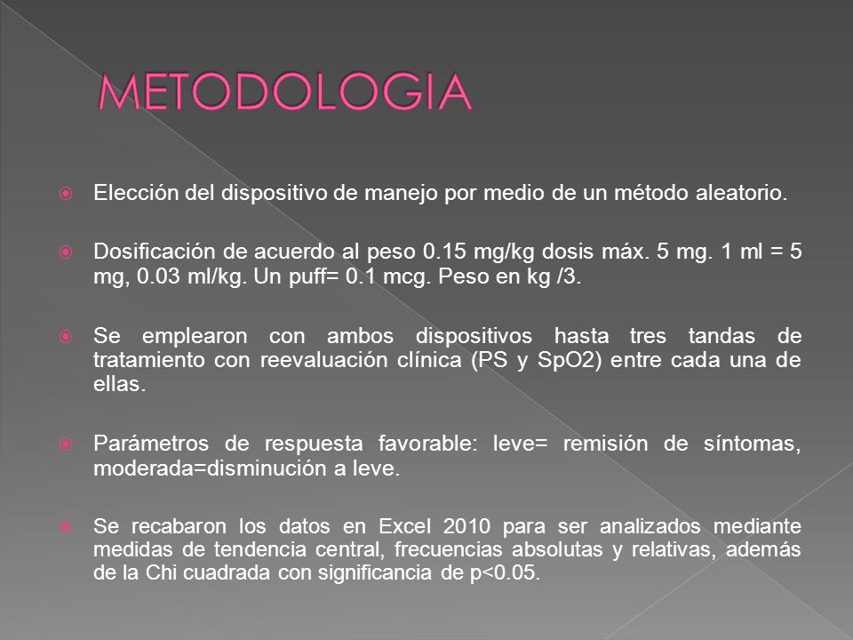 METODOLOGIA Elección del dispositivo de manejo por medio de un método aleatorio.