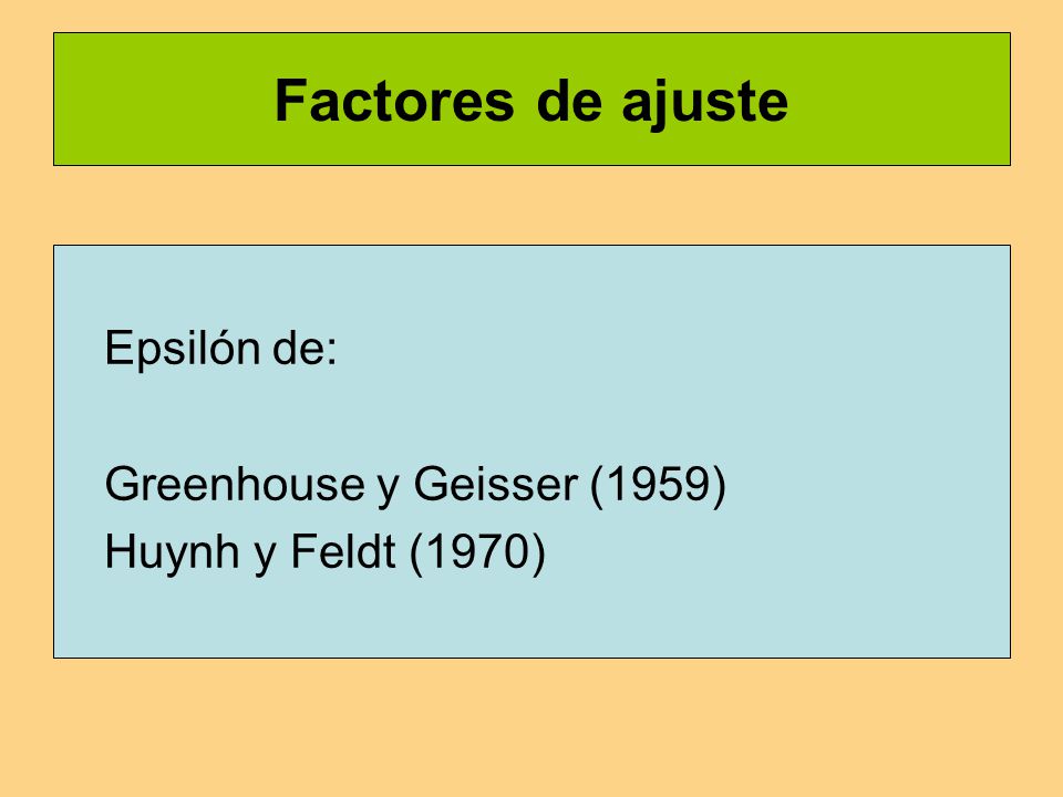 Factores de ajuste Epsilón de: Greenhouse y Geisser (1959)