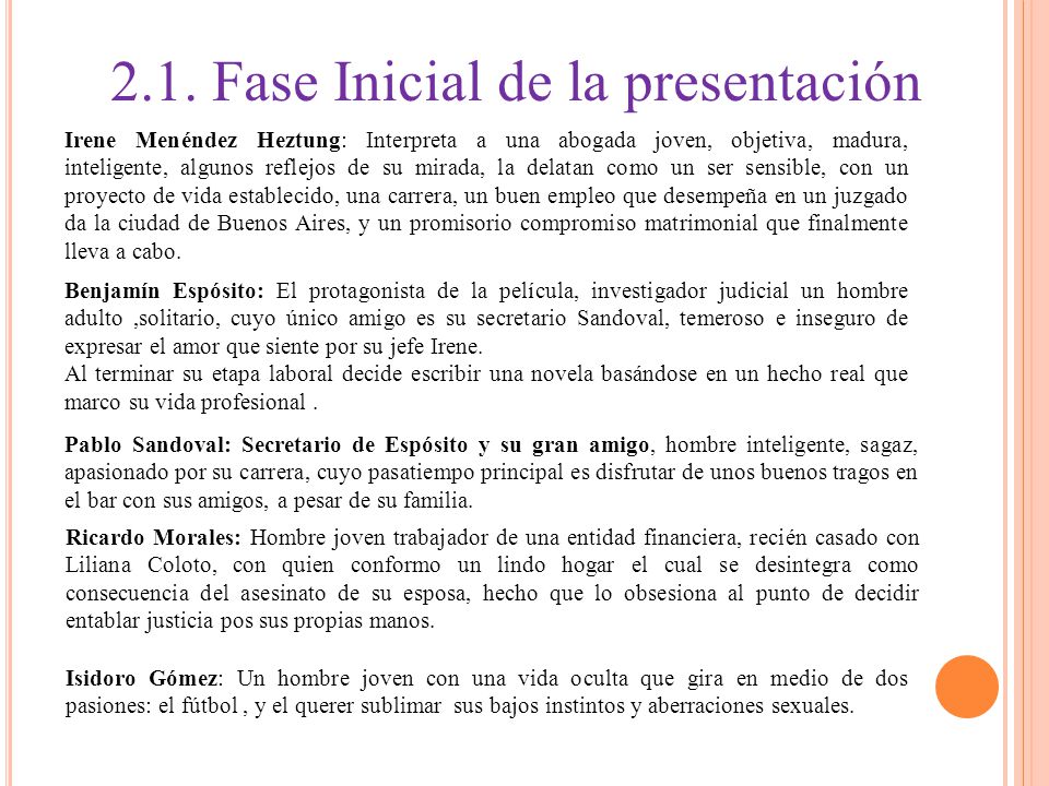 2.1. Fase Inicial de la presentación