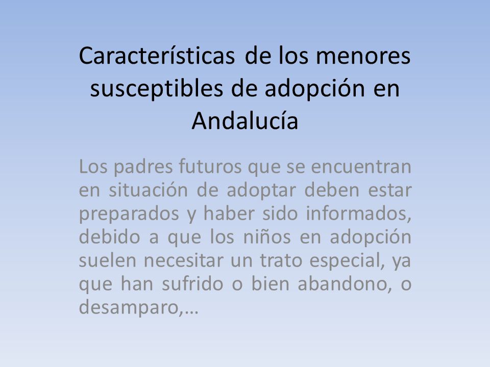 Características de los menores susceptibles de adopción en Andalucía