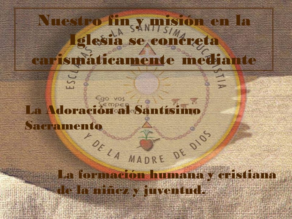 Nuestro fin y misión en la Iglesia se concreta carismáticamente mediante