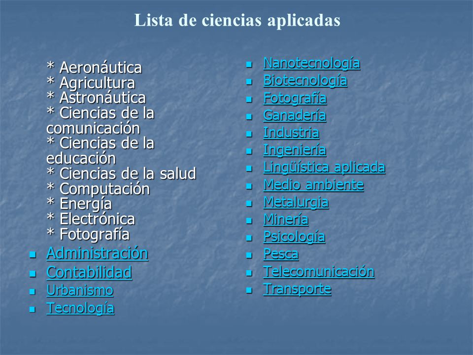 Lista de ciencias aplicadas