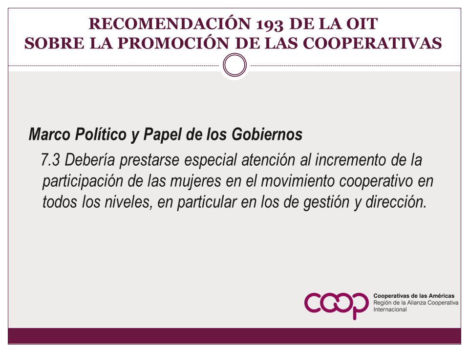 RECOMENDACIÓN 193 DE LA OIT SOBRE LA PROMOCIÓN DE LAS COOPERATIVAS