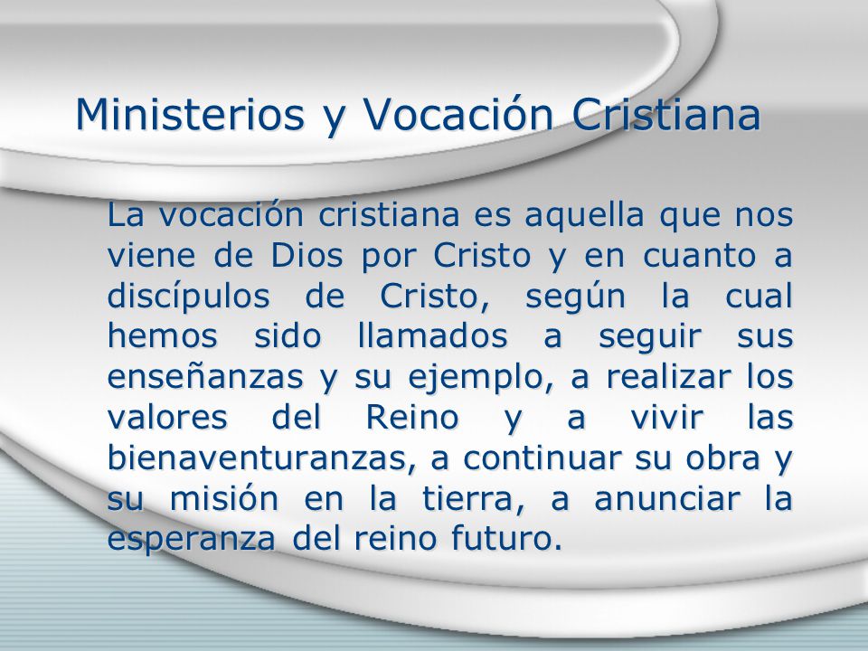 Ministerios y Vocación Cristiana