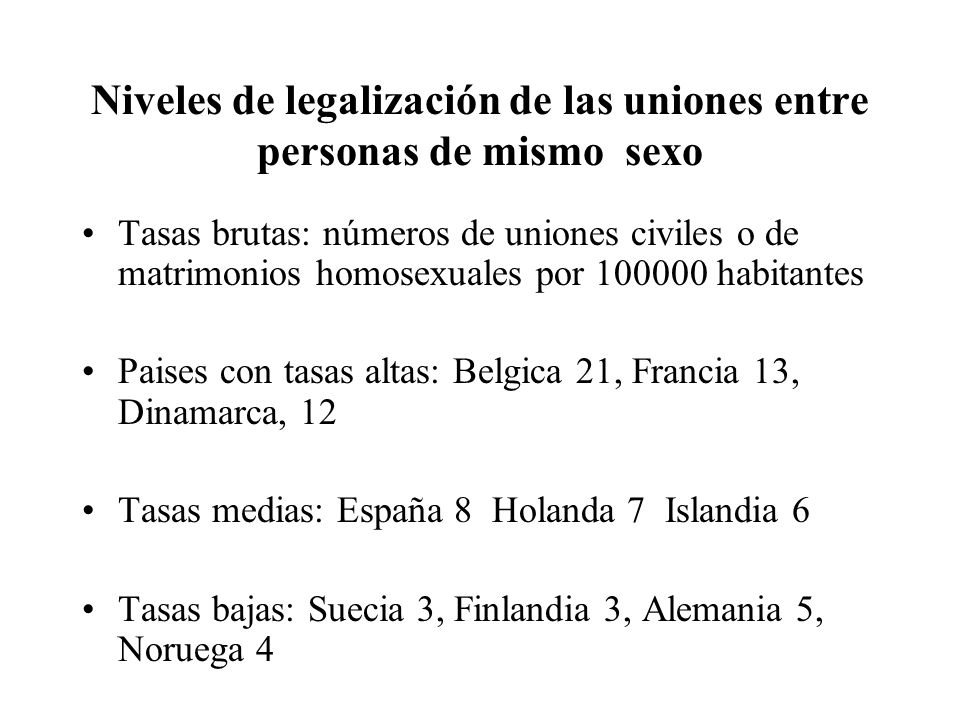 Niveles de legalización de las uniones entre personas de mismo sexo