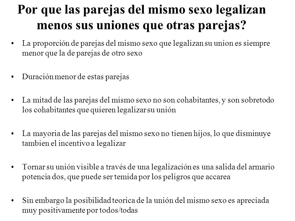 Por que las parejas del mismo sexo legalizan menos sus uniones que otras parejas