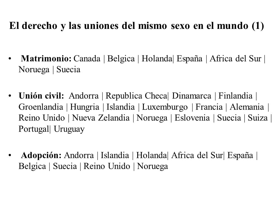 El derecho y las uniones del mismo sexo en el mundo (1)