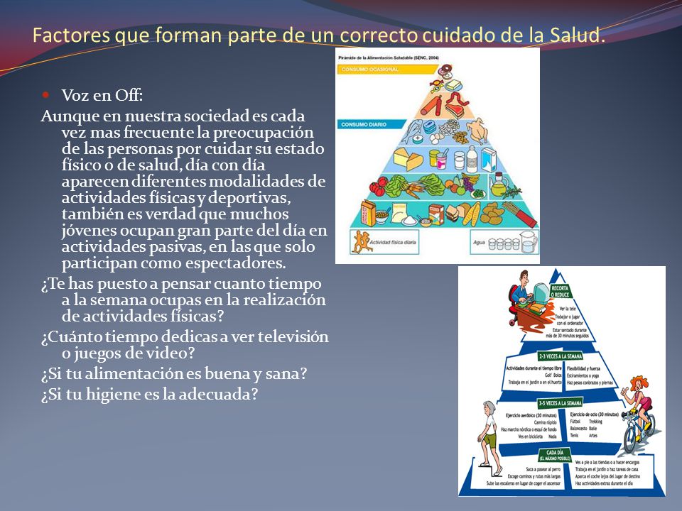 Factores que forman parte de un correcto cuidado de la Salud.