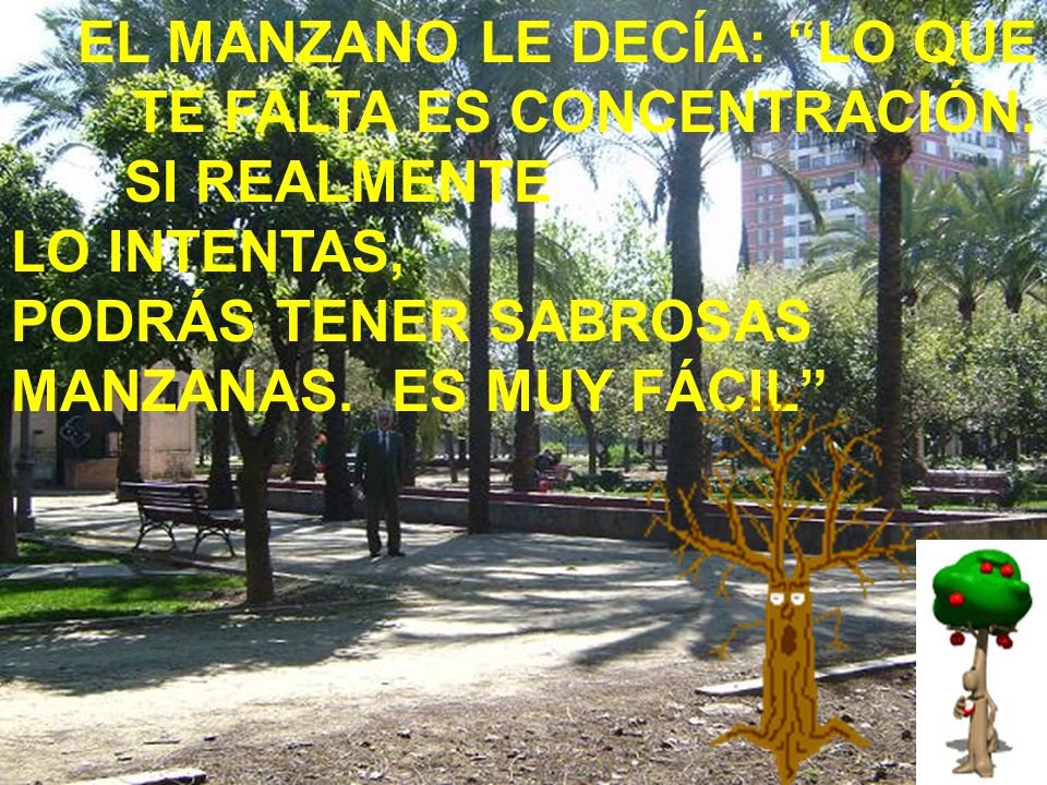 EL MANZANO LE DECÍA: LO QUE TE FALTA ES CONCENTRACIÓN.