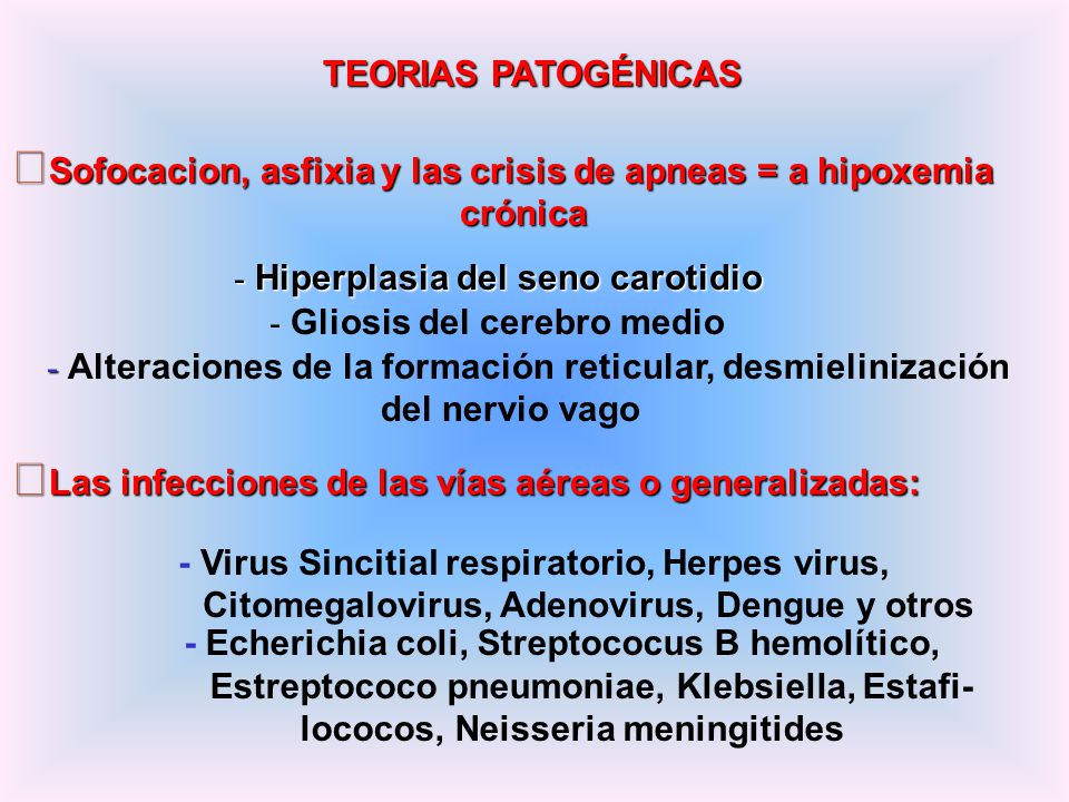 Sofocacion, asfixia y las crisis de apneas = a hipoxemia crónica
