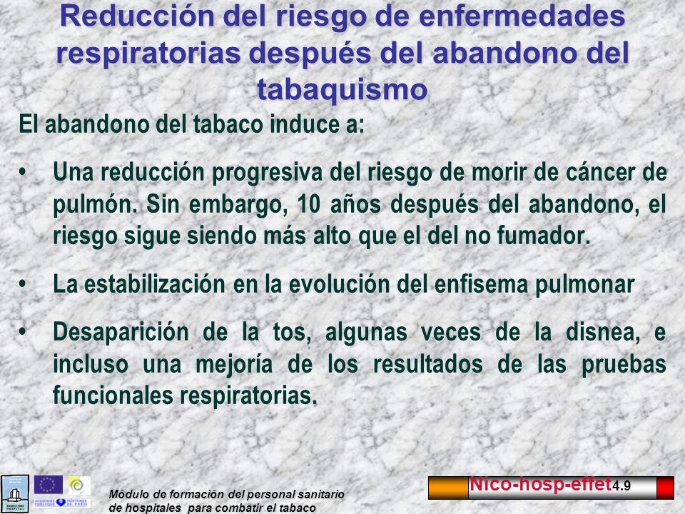 Reducción del riesgo de enfermedades respiratorias después del abandono del tabaquismo