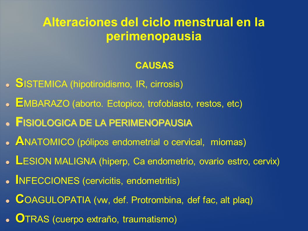 Alteraciones del ciclo menstrual en la perimenopausia