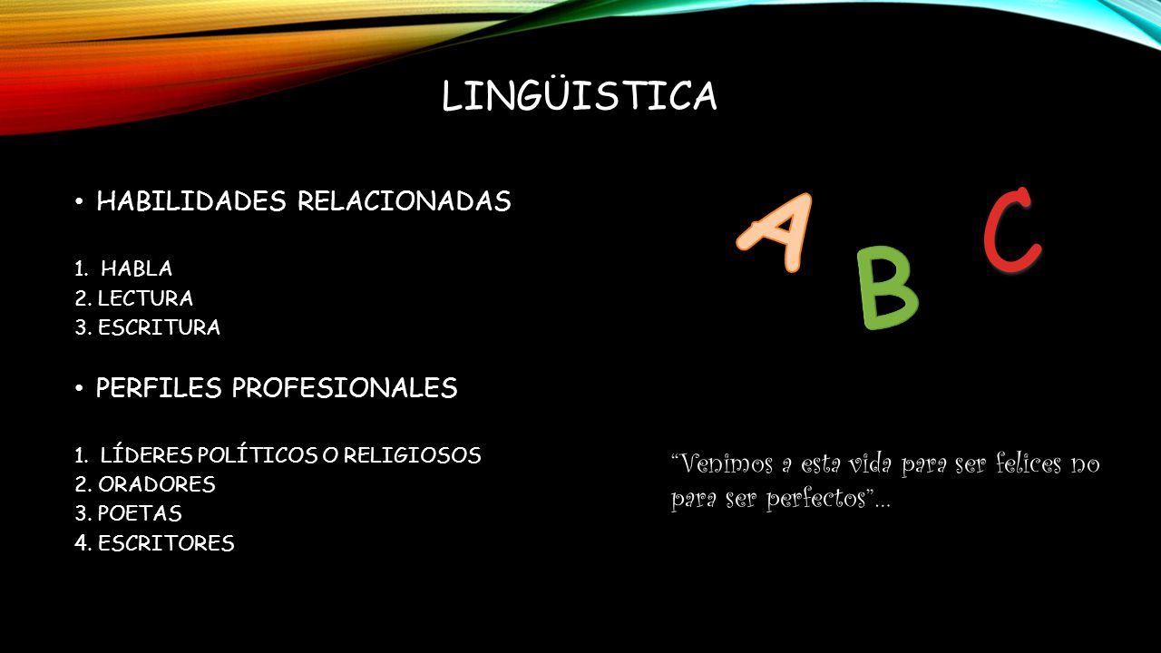 LINGÜISTICA A. C. HABILIDADES RELACIONADAS. 1. HABLA. 2. LECTURA. 3. ESCRITURA. PERFILES PROFESIONALES.