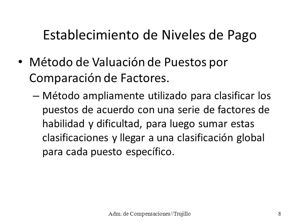 Establecimiento de Niveles de Pago