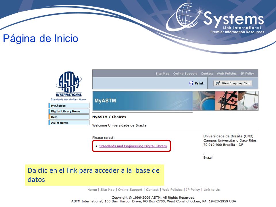 Página de Inicio Da clic en el link para acceder a la base de datos 11