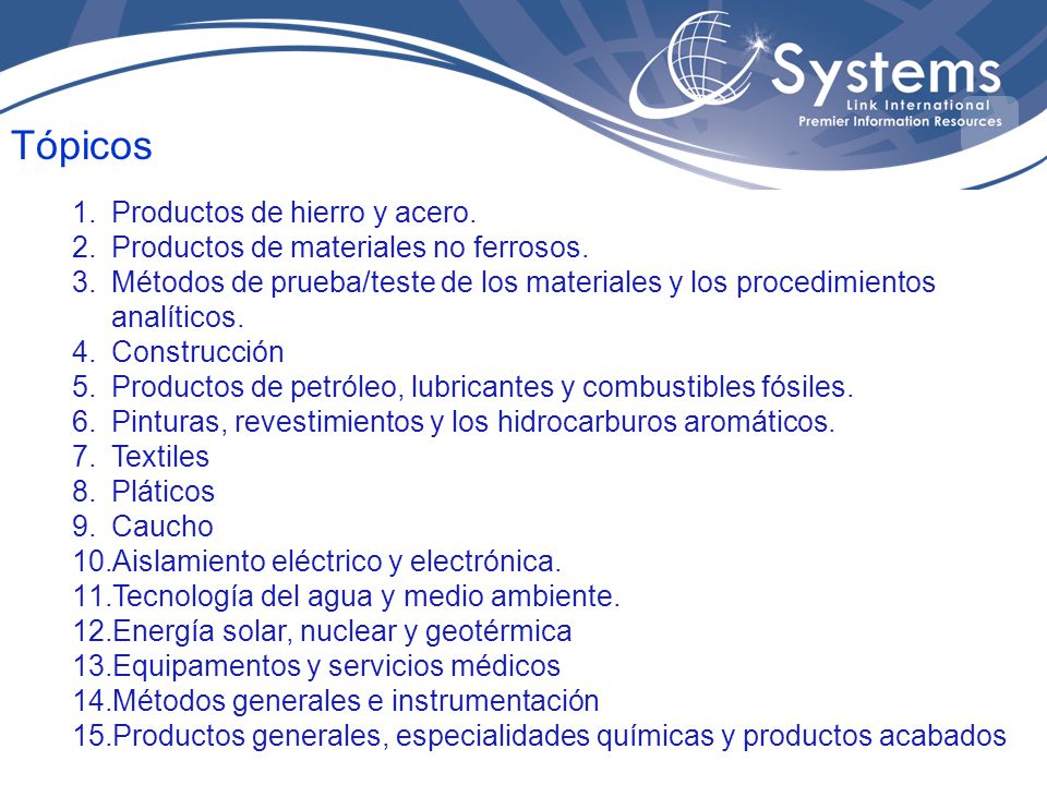 Tópicos Productos de hierro y acero.