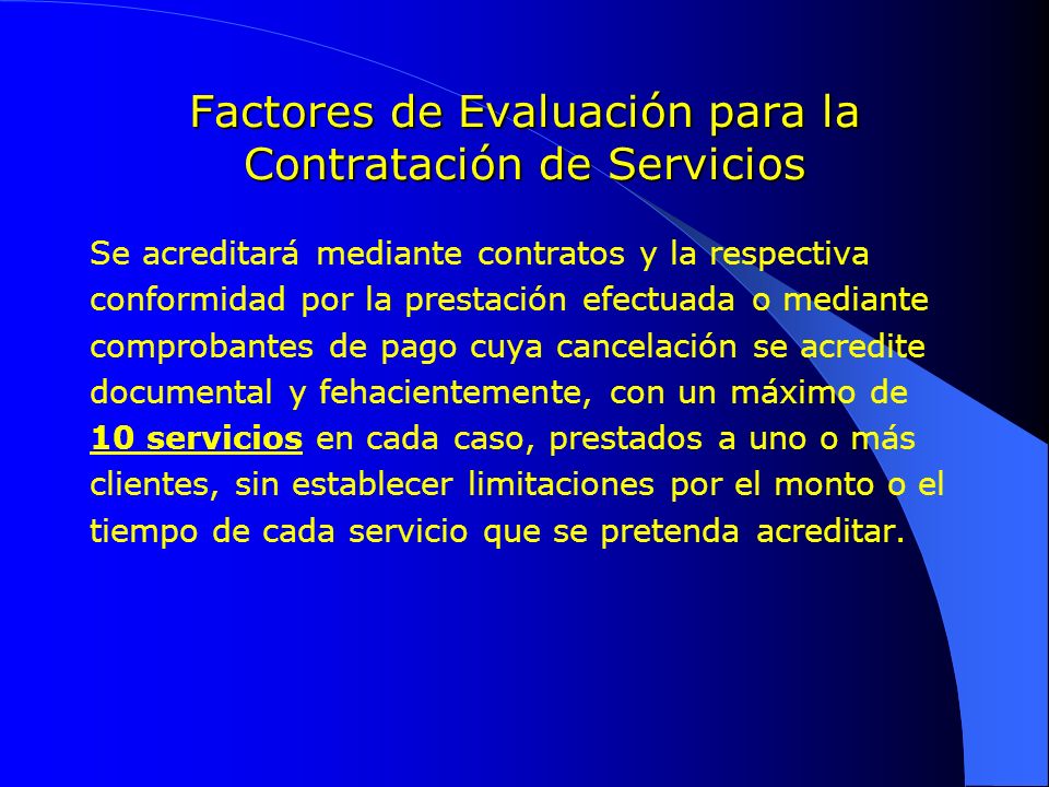 Factores de Evaluación para la Contratación de Servicios