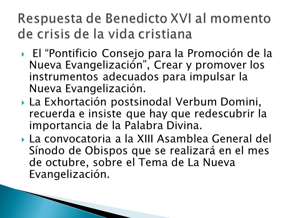Respuesta de Benedicto XVI al momento de crisis de la vida cristiana