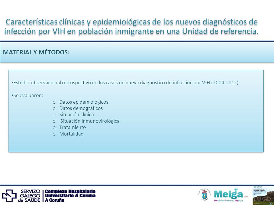 Estudio observacional retrospectivo de los casos de nuevo diagnóstico de infección por VIH ( ).