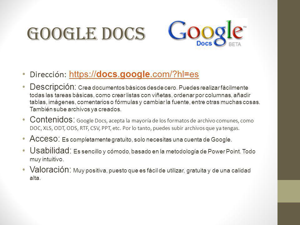 Google Docs Dirección:   hl=es